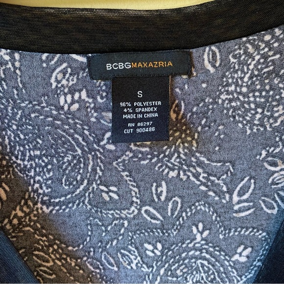 BCBGMaxAzria Black Paisley Faux Wrap Vneck Lace Cap Sleeve Size Small - Picture 5 of 12